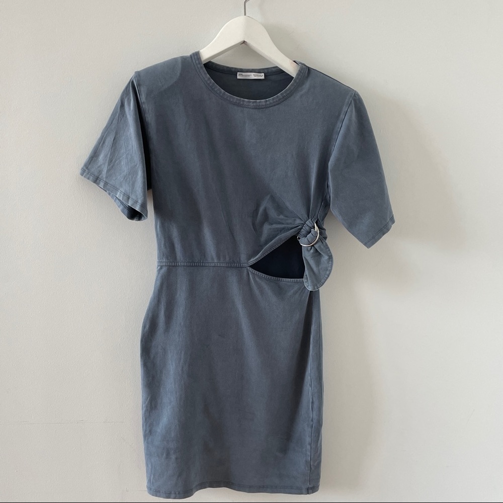 Zara blue cut out dress shoulder padded